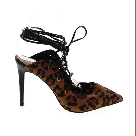 BCBGeneration  Hayes Heels leopard animal print lace up 7 - Picture 2 of 3